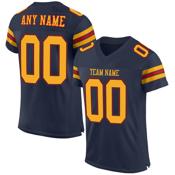 Custom Navy Gold-Red Mesh Authentic Football Jersey Custom Navy Gold-Red Mesh Authentic Football Jersey