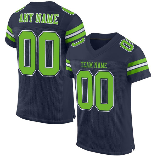 Custom Navy Neon Green-White Mesh Authentic Football Jersey Custom Navy Neon Green-White Mesh Authentic Football Jersey