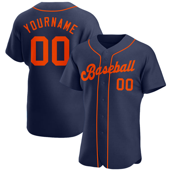 Custom Navy Orange Authentic Baseball Jersey Custom Navy Orange Authentic Baseball Jersey