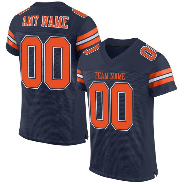 Custom Navy Orange-White Mesh Authentic Football Jersey Custom Navy Orange-White Mesh Authentic Football Jersey