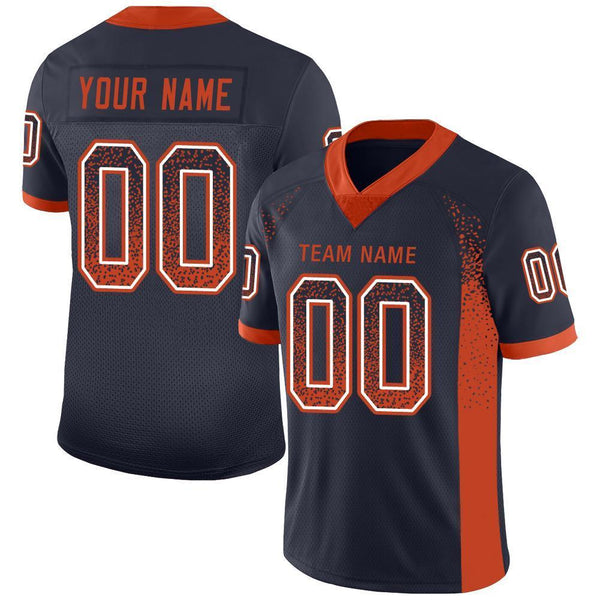 Custom Navy Orange-White Mesh Drift Fashion Football Jersey Custom Navy Orange-White Mesh Drift Fashion Football Jersey