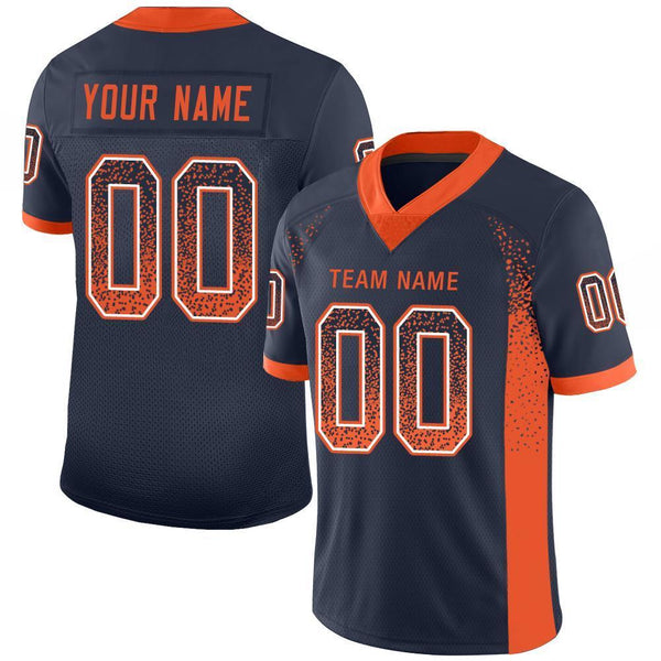 Custom Navy Orange-White Mesh Drift Fashion Football Jersey Custom Navy Orange-White Mesh Drift Fashion Football Jersey