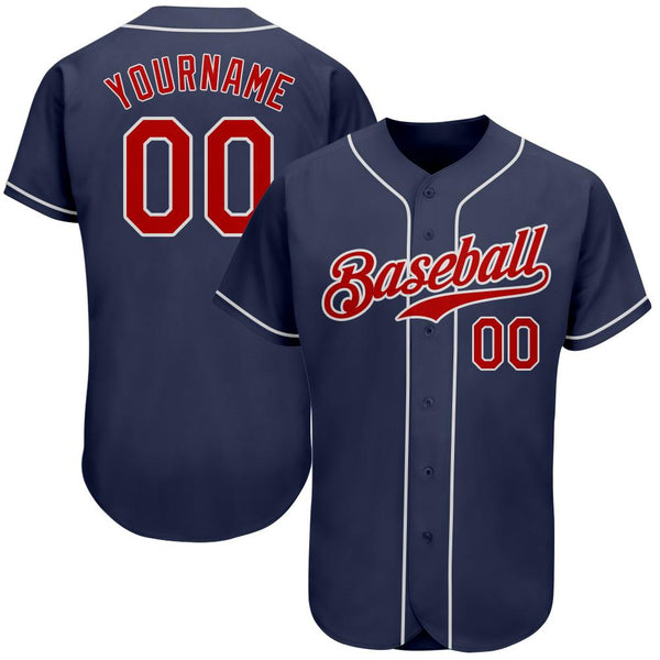 Custom Navy Red-White Authentic Baseball Jersey Custom Navy Red-White Authentic Baseball Jersey