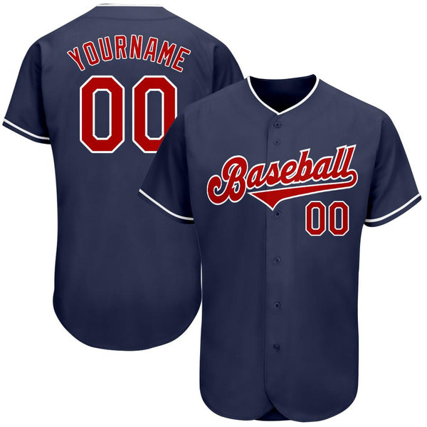 Custom Navy Red-White Authentic Baseball Jersey Custom Navy Red-White Authentic Baseball Jersey