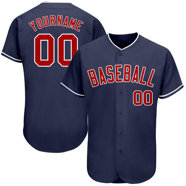 Custom Navy Red-White Authentic Baseball Jersey Custom Navy Red-White Authentic Baseball Jersey