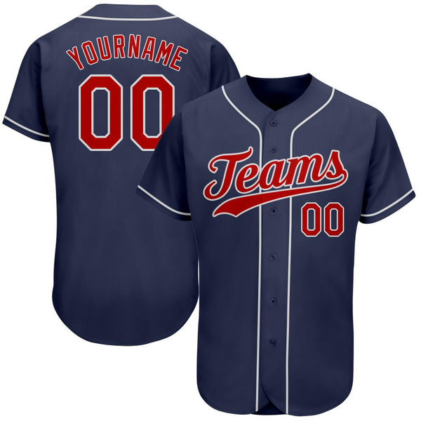 Custom Navy Red-White Authentic Baseball Jersey Custom Navy Red-White Authentic Baseball Jersey