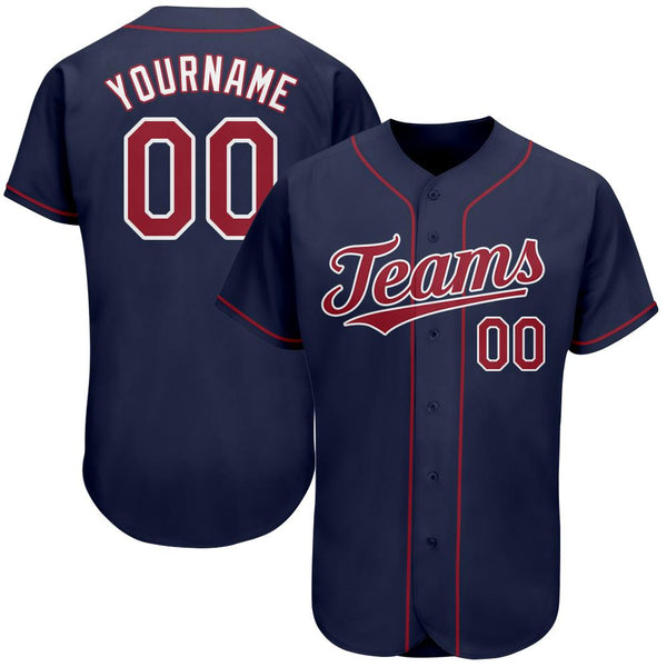 Custom Navy Red-White Authentic Baseball Jersey Custom Navy Red-White Authentic Baseball Jersey