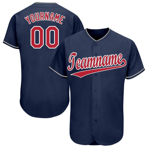 Custom Navy Red-White Baseball Jersey Custom Navy Red-White Baseball Jersey