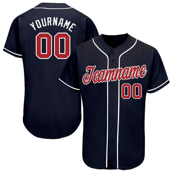 Custom Navy Red-White Baseball Jersey Custom Navy Red-White Baseball Jersey