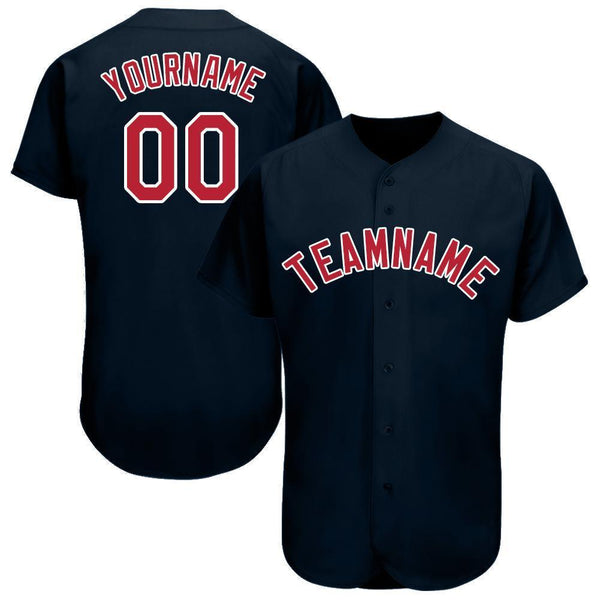 Custom Navy Red-White Baseball Jersey Custom Navy Red-White Baseball Jersey