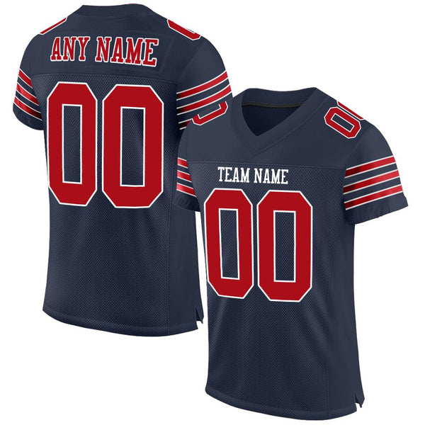 Custom Navy Red-White Mesh Authentic Football Jersey Custom Navy Red-White Mesh Authentic Football Jersey