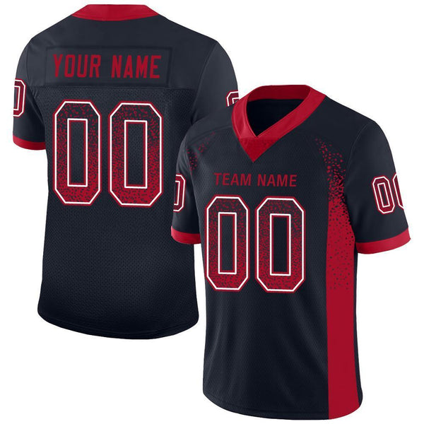 Custom Navy Red-White Mesh Drift Fashion Football Jersey Custom Navy Red-White Mesh Drift Fashion Football Jersey