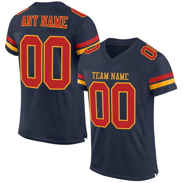 Custom Navy Scarlet-Gold Mesh Authentic Football Jersey Custom Navy Scarlet-Gold Mesh Authentic Football Jersey