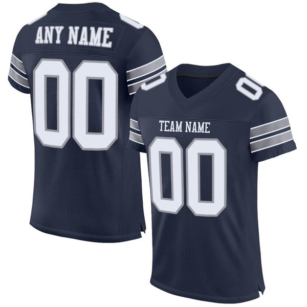 Custom Navy White-Light Gray Mesh Authentic Football Jersey Custom Navy White-Light Gray Mesh Authentic Football Jersey