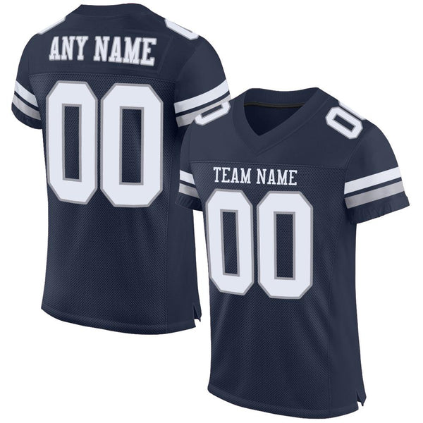 Custom Navy White-Light Gray Mesh Authentic Football Jersey Custom Navy White-Light Gray Mesh Authentic Football Jersey