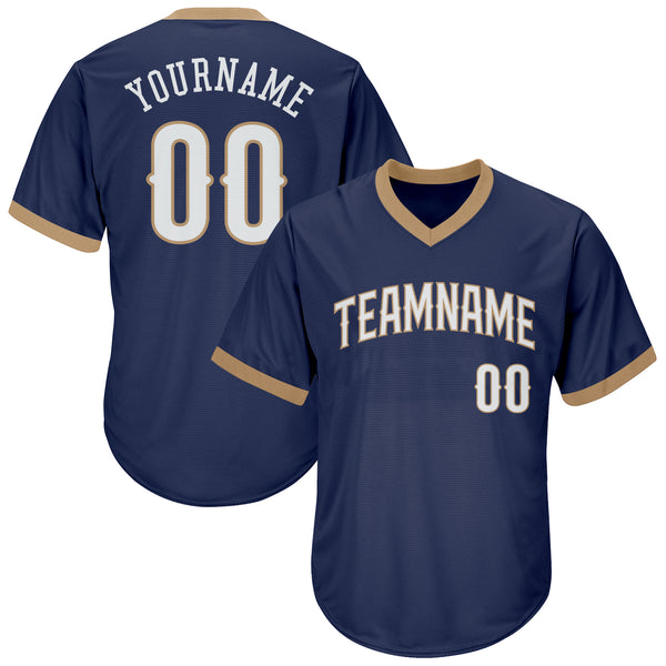 Custom Navy White-Old Gold Authentic Throwback Rib-Knit Baseball Jersey Shirt Custom Navy White-Old Gold Authentic Throwback Rib-Knit Baseball Jersey Shirt