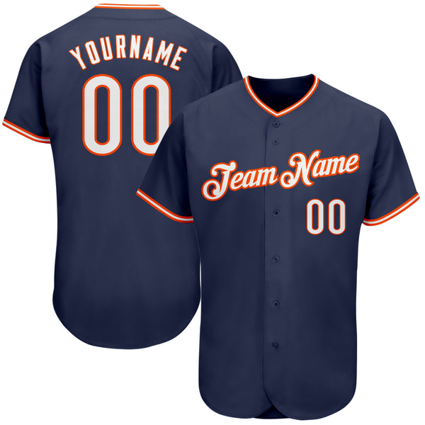 Custom Navy White-Orange Authentic Baseball Jersey Custom Navy White-Orange Authentic Baseball Jersey