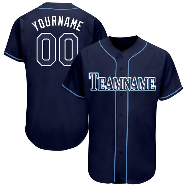 Custom Navy White-Powder Blue Baseball Jersey Custom Navy White-Powder Blue Baseball Jersey