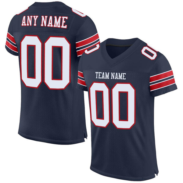 Custom Navy White-Red Mesh Authentic Football Jersey Custom Navy White-Red Mesh Authentic Football Jersey