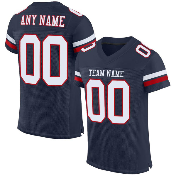 Custom Navy White-Red Mesh Authentic Football Jersey Custom Navy White-Red Mesh Authentic Football Jersey