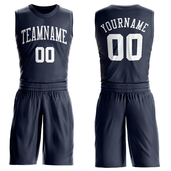 Custom Navy White Round Neck Suit Basketball Jersey Custom Navy White Round Neck Suit Basketball Jersey
