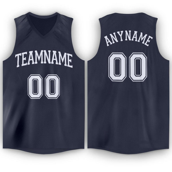 Custom Navy White V-Neck Basketball Jersey Custom Navy White V-Neck Basketball Jersey