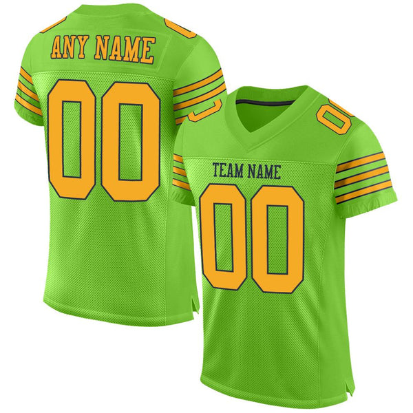 Custom Neon Green Gold-Navy Mesh Authentic Football Jersey Custom Neon Green Gold-Navy Mesh Authentic Football Jersey