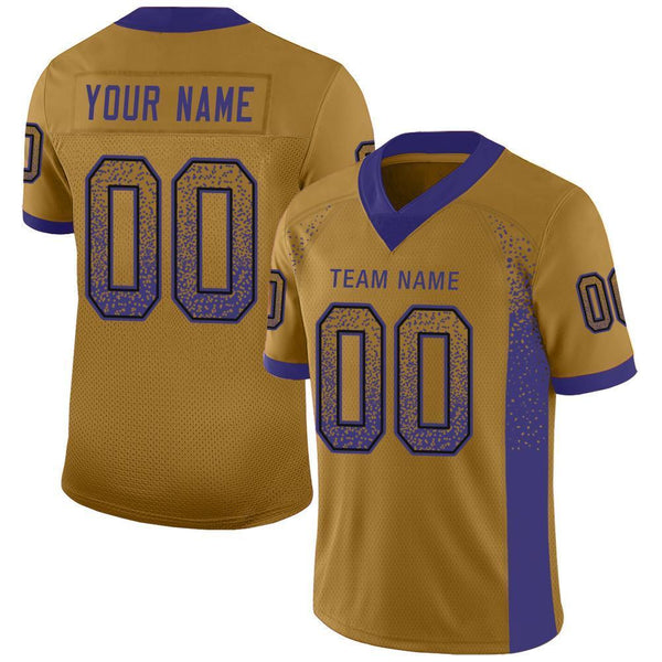 Custom Old Gold Purple-Black Mesh Drift Fashion Football Jersey Custom Old Gold Purple-Black Mesh Drift Fashion Football Jersey