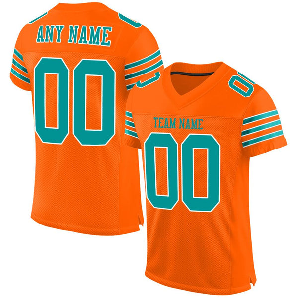 Custom Orange Aqua-White Mesh Authentic Football Jersey Custom Orange Aqua-White Mesh Authentic Football Jersey