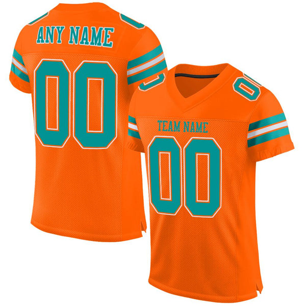 Custom Orange Aqua-White Mesh Authentic Football Jersey Custom Orange Aqua-White Mesh Authentic Football Jersey