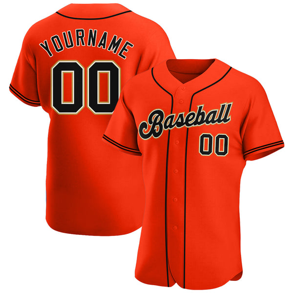 Custom Orange Black-Cream Authentic Baseball Jersey Custom Orange Black-Cream Authentic Baseball Jersey