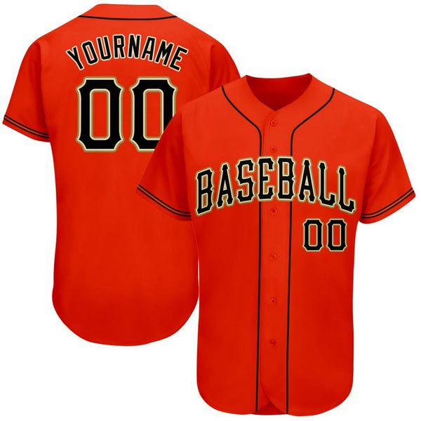 Custom Orange Black-Old Gold Authentic Baseball Jersey Custom Orange Black-Old Gold Authentic Baseball Jersey