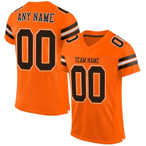Custom Orange Brown-White Mesh Authentic Football Jersey Custom Orange Brown-White Mesh Authentic Football Jersey