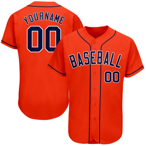 Custom Orange Navy-White Authentic Baseball Jersey Custom Orange Navy-White Authentic Baseball Jersey