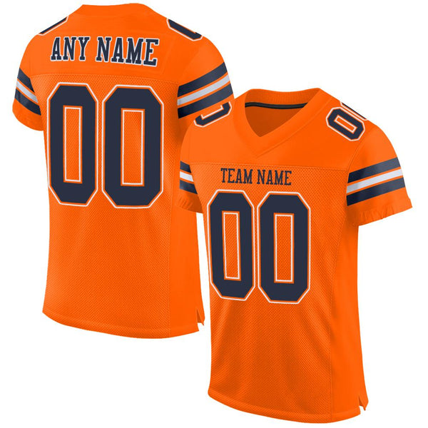 Custom Orange Navy-White Mesh Authentic Football Jersey Custom Orange Navy-White Mesh Authentic Football Jersey