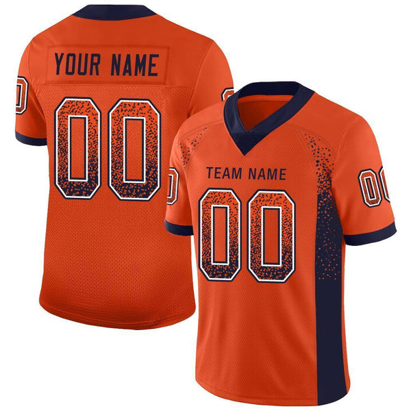 Custom Orange Navy-White Mesh Drift Fashion Football Jersey Custom Orange Navy-White Mesh Drift Fashion Football Jersey