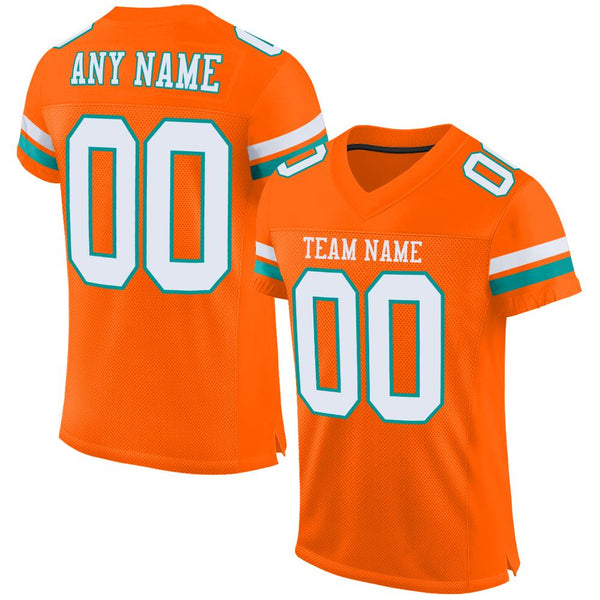 Custom Orange White-Aqua Mesh Authentic Football Jersey Custom Orange White-Aqua Mesh Authentic Football Jersey