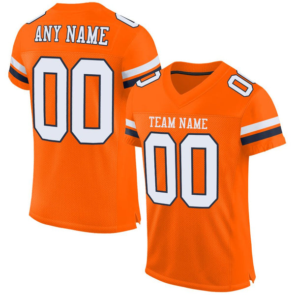 Custom Orange White-Navy Mesh Authentic Football Jersey Custom Orange White-Navy Mesh Authentic Football Jersey