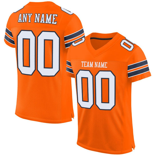 Custom Orange White-Navy Mesh Authentic Football Jersey Custom Orange White-Navy Mesh Authentic Football Jersey