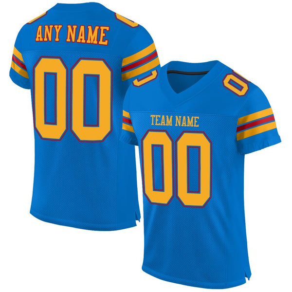 Custom Panther Blue Gold-Red Mesh Authentic Football Jersey Custom Panther Blue Gold-Red Mesh Authentic Football Jersey