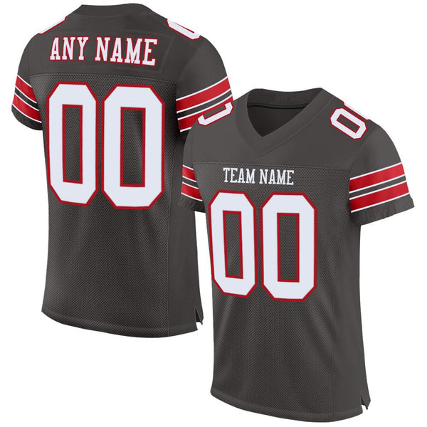 Custom Pewter White-Red Mesh Authentic Football Jersey Custom Pewter White-Red Mesh Authentic Football Jersey