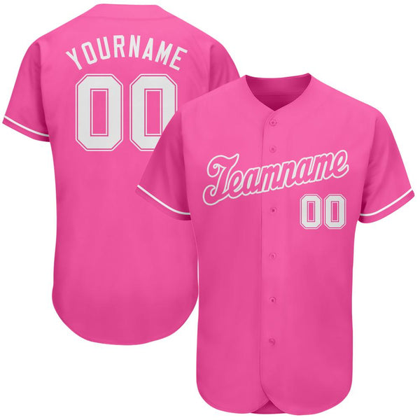 Custom Pink White Authentic Baseball Jersey Custom Pink White Authentic Baseball Jersey