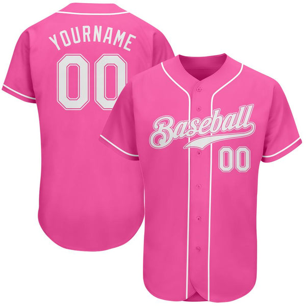 Custom Pink White Authentic Baseball Jersey Custom Pink White Authentic Baseball Jersey