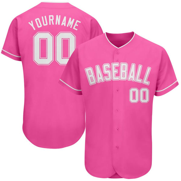 Custom Pink White Authentic Baseball Jersey Custom Pink White Authentic Baseball Jersey