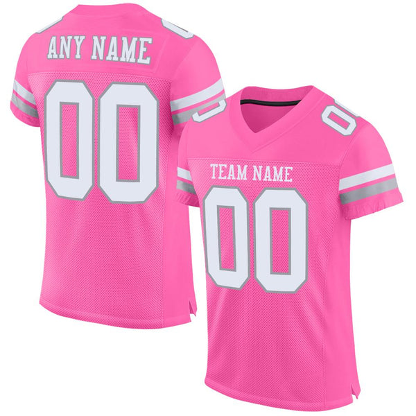 Custom Pink White-Light Gray Mesh Authentic Football Jersey Custom Pink White-Light Gray Mesh Authentic Football Jersey
