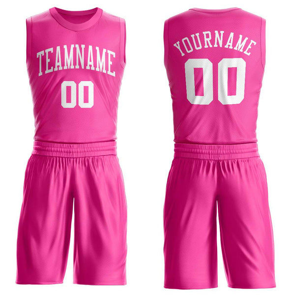 Custom Pink White Round Neck Suit Basketball Jersey Custom Pink White Round Neck Suit Basketball Jersey