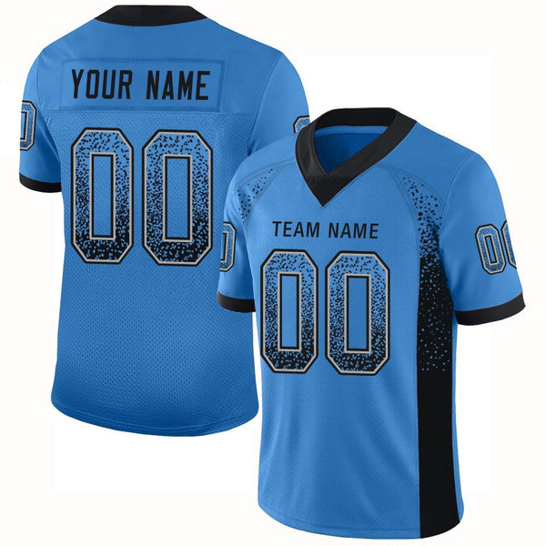 Custom Powder Blue Black-Gray Mesh Drift Fashion Football Jersey Custom Powder Blue Black-Gray Mesh Drift Fashion Football Jersey