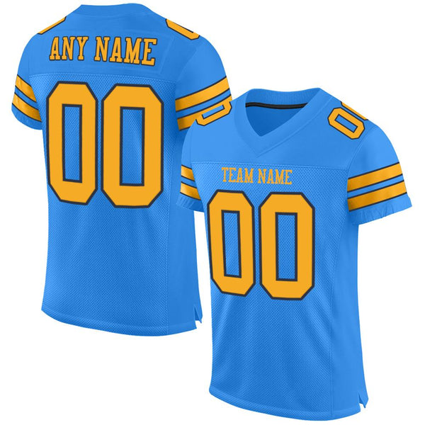 Custom Powder Blue Gold-Navy Mesh Authentic Football Jersey Custom Powder Blue Gold-Navy Mesh Authentic Football Jersey