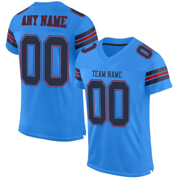 Custom Powder Blue Navy-Red Mesh Authentic Football Jersey Custom Powder Blue Navy-Red Mesh Authentic Football Jersey