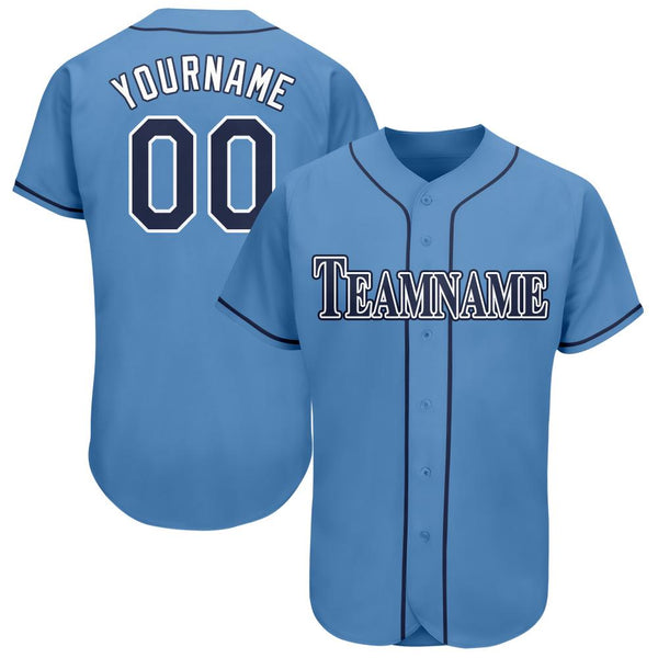 Custom Powder Blue Navy-White Baseball Jersey Custom Powder Blue Navy-White Baseball Jersey